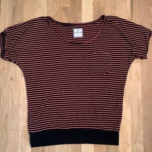 Poof Excellence Crewneck Drop Shoulder Short Sleeve Striped Knit Top Women’s 2X